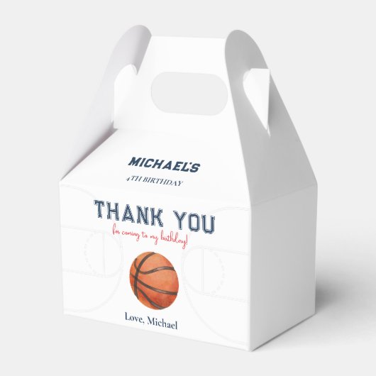 Minimalistische Basketbal Gable geschenkdoos Bedankdoosjes (Achterkant)