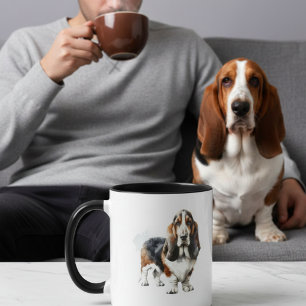 Minimalistische Basset Hound Personalisatie Koffiemok