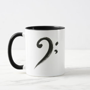Minimalistische bassleutel – Inktpenseelmuziek sym Mok