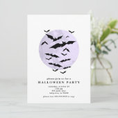 Minimalistische Bats Volle Maan Halloween Party Kaart (Staand voorkant)