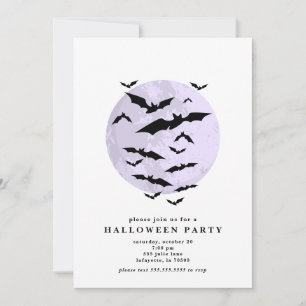 Minimalistische Bats Volle Maan Halloween Party Kaart