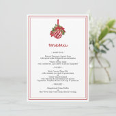 Minimalistische Bauble & Script kerstdiner Menu (Staand voorkant)