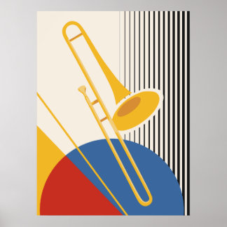 Minimalistische Bauhaus Trombone | Mid-Century Mod Poster