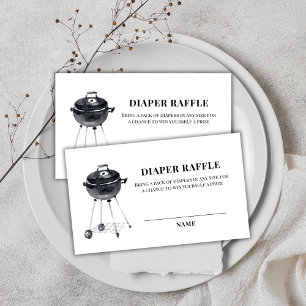 Minimalistische BBQ Grill Luier Raffle Baby shower Informatiekaartje