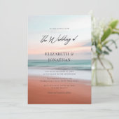 Minimalistische Beach bruiloft uitnodiging met fot (Staand voorkant)