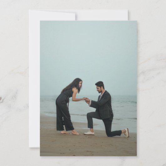 Minimalistische Beach bruiloft uitnodiging met fot (Achterkant)