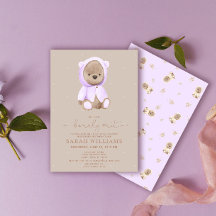 Minimalistische Bearly Wait Lavendel Baby Shower
