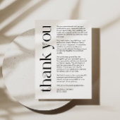 Minimalistische bedankkaart met gedurfde typografi