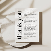 Minimalistische bedankkaart met gedurfde typografi