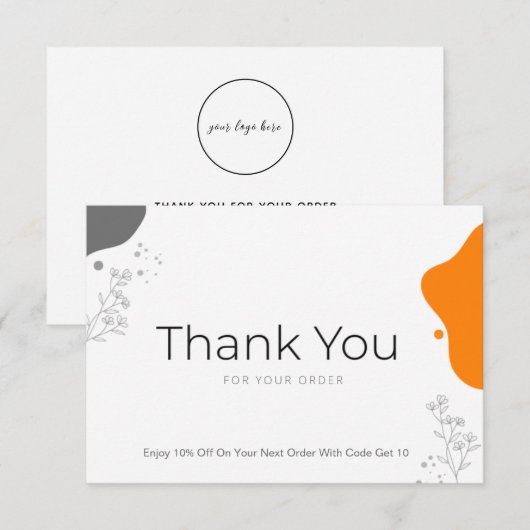 Minimalistische bedankkaart voor kleine bedrijven  (Voorkant / Achterkant)