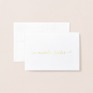 Minimalistische bedanknaam Chic Script Simple Gold Folie Kaarten