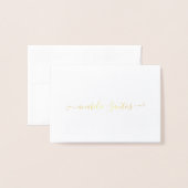 Minimalistische bedanknaam Chic Script Simple Gold Folie Kaarten (Voorkant met envelop)