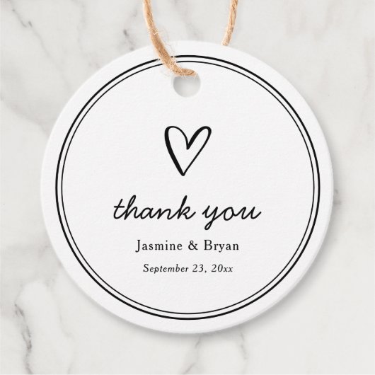 Minimalistische bedankscriptbruiloft bedankjes labels (Voorkant)