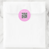 Minimalistische Bedankt QR-code Script Roze Ronde Sticker (Tas)
