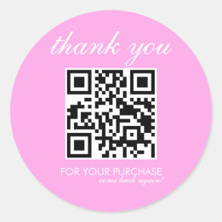 Minimalistische Bedankt QR-code Script Roze Ronde Sticker
