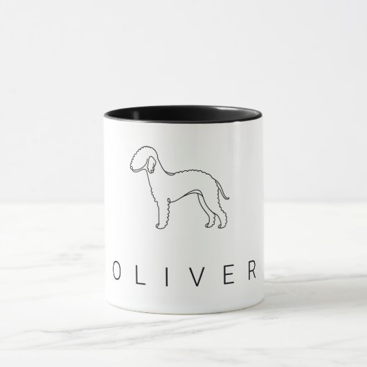 Minimalistische Bedlington Terrier Lijnkunst Mok (Midden)