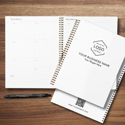 Minimalistische Bedrijf Logo Naam QR Code Bedrijf Planner