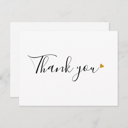 Minimalistische bedrijfs bedank script Gouden Hart Briefkaart (Voorkant / Achterkant)