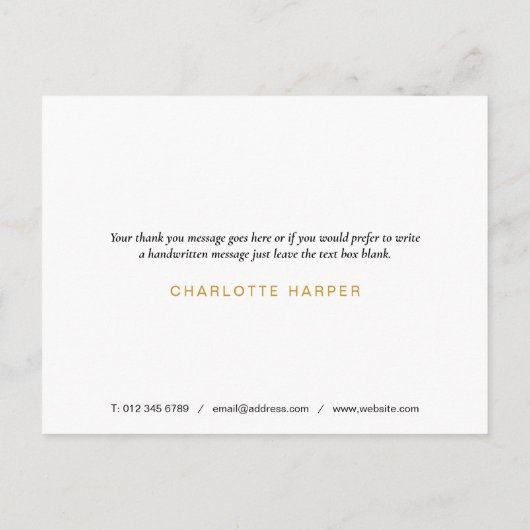 Minimalistische bedrijfs bedank script Gouden Hart Briefkaart (Achterkant)