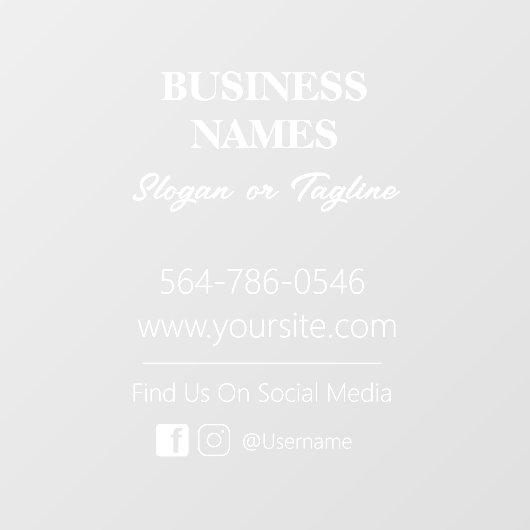 Minimalistische Bedrijfsgegevens Contacten Ruitfol Raamsticker (Vel)