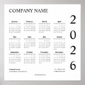 Minimalistische bedrijfskalender 2026 poster (Voorkant)