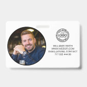 Minimalistische bedrijfslogo foto naam codebalk badge (Voorzijde)