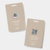 Minimalistische bedrijfsmedewerker foto QR-code Badge (Voor- en achterkant)