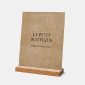 Minimalistische bedrijfsnaam op Rustic Brown Acryl Bord (Hoek)