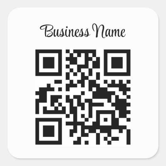 Minimalistische Bedrijfsnaam Qr Code Vierkante Sticker (Voorkant)