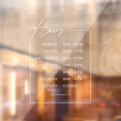 Minimalistische bedrijfsopeningstijden Ruitsticker Raamsticker (Vel 2)