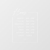 Minimalistische bedrijfsopeningstijden Ruitsticker Raamsticker (Vel)