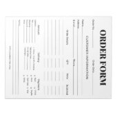 Minimalistische bedrijfsorderformulier  notitieblok (Voorkant)