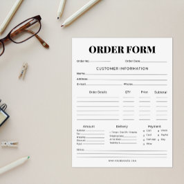 Minimalistische bedrijfsorderformulier  notitieblok