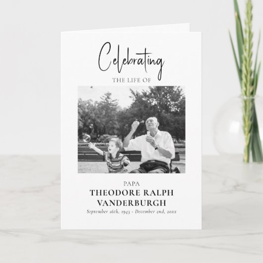 Minimalistische begrafenis gevouwen programma Sjab (Voorkant)