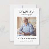 Minimalistische begrafenis van aangepaste foto's bedankkaart (Voorkant)