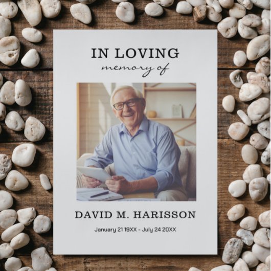 Minimalistische begrafenis van aangepaste foto's bedankkaart