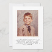 Minimalistische begrafenisfoto voor- en achterzijd kaart (Achterkant)