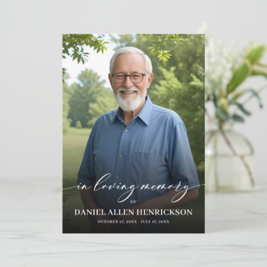 Minimalistische begrafenisviering van het leven Fo Programmakaart (Staand voorkant)