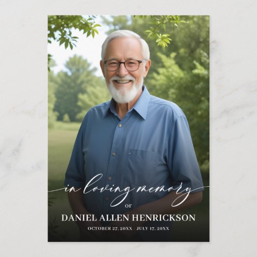 Minimalistische begrafenisviering van het leven Fo Programmakaart (Voorkant)