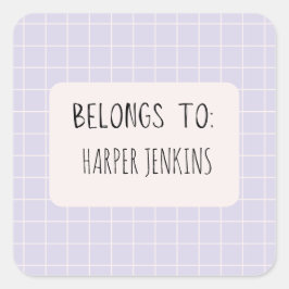 Minimalistische "behoort tot" naamstickers vierkante sticker