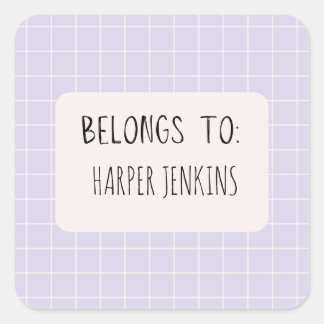 Minimalistische "behoort tot" naamstickers vierkante sticker