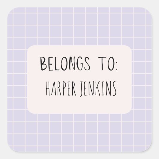Minimalistische "behoort tot" naamstickers vierkante sticker (Voorkant)