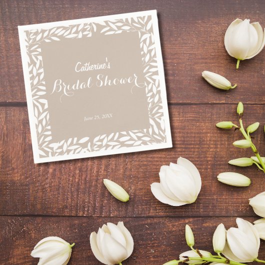 Minimalistische Beige Bladeren Bruidsfeest Servet