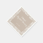 Minimalistische Beige Bladeren Bruidsfeest Servet (Hoek)