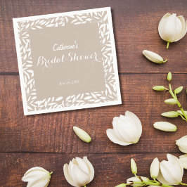 Minimalistische Beige Bladeren Bruidsuitnodiging Servet