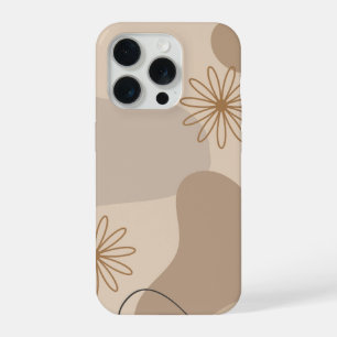 Minimalistische Beige Bloem Abstracte Hoes voor Te iPhone 15 Pro Case