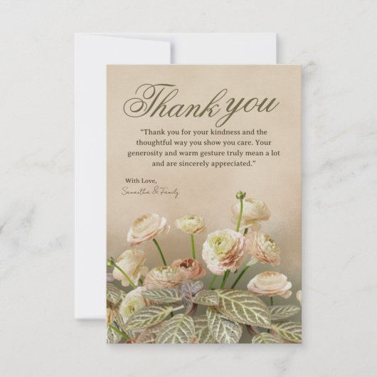 Minimalistische Beige Bloem Bedankkaart (Voorkant)