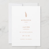 Minimalistische Beige Bloemenblad Trouwfoto Save The Date (Achterkant)
