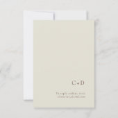 Minimalistische beige bohemien trouw-RSVP kaart (Achterkant)