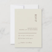 Minimalistische Beige Boho Bruiloft RSVP kaart (Voorkant)